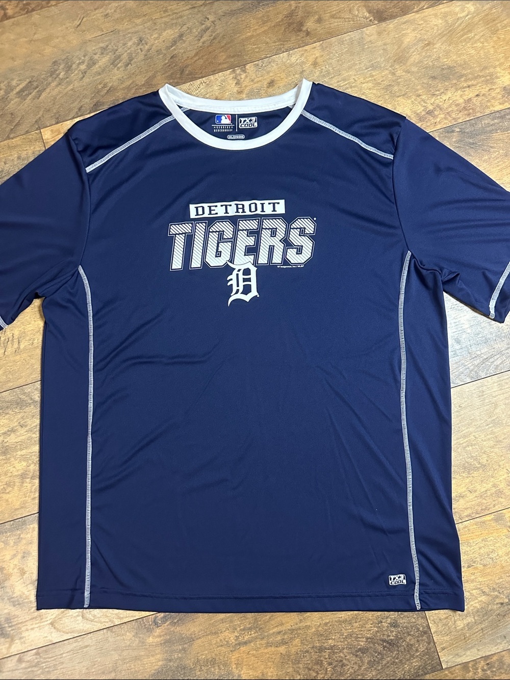 Majestic MLB Detroit Tigers Navy S/S TX3 Cool Performance Shirt, Size XXL, EUC